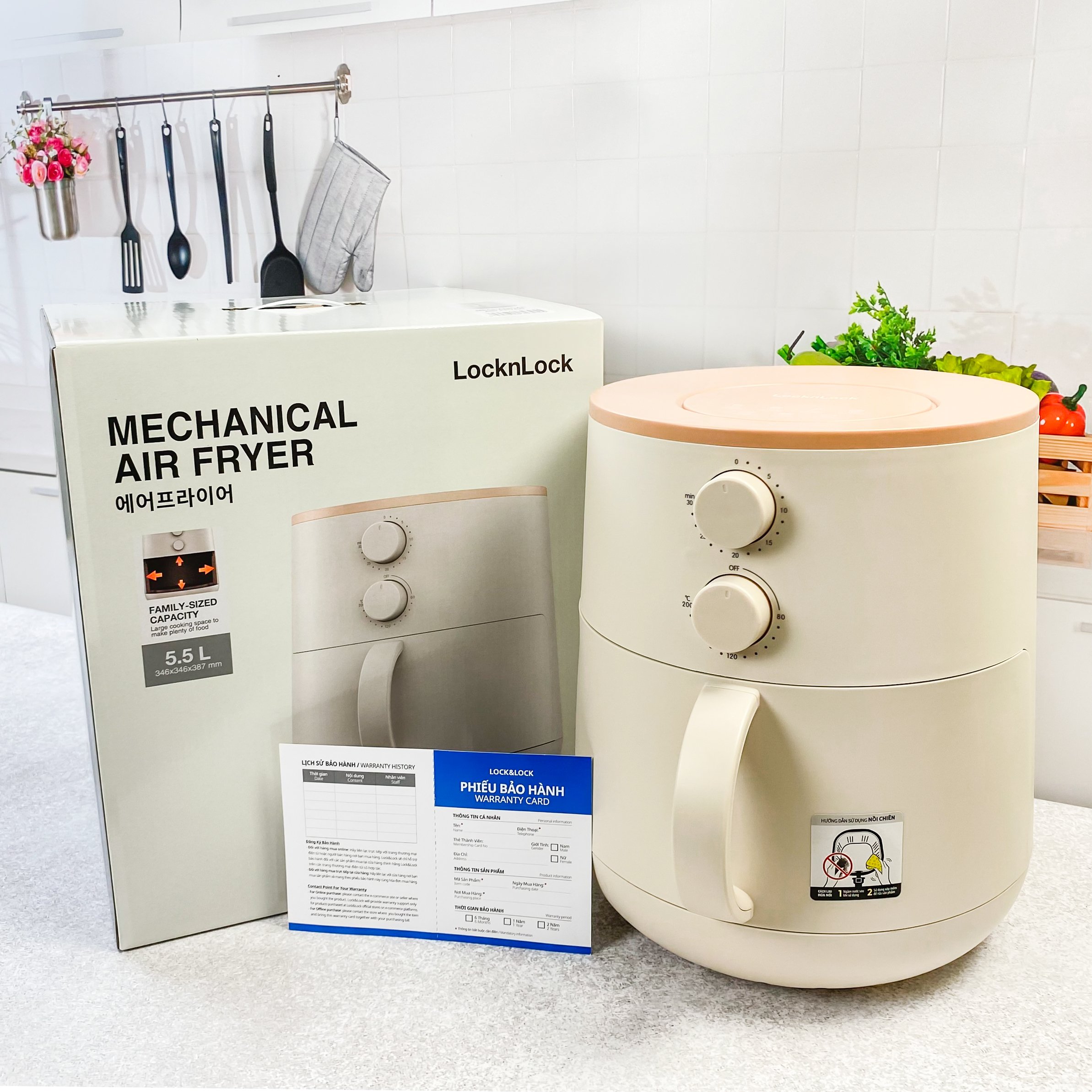 Nồi chiên không dầu Lock&Lock Mechanical Air Fryer EJF179 - Hàng Chính Hãng