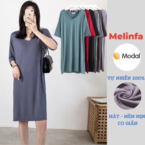 Váy đầm nữ tay lửng vải Modal mềm mại thoáng mát dáng suông mã VAV0303