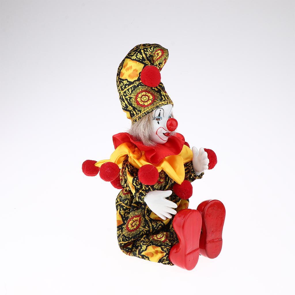 Porcelain Clown Doll Hanging Foot Harlequin Doll Home Display Ornament B