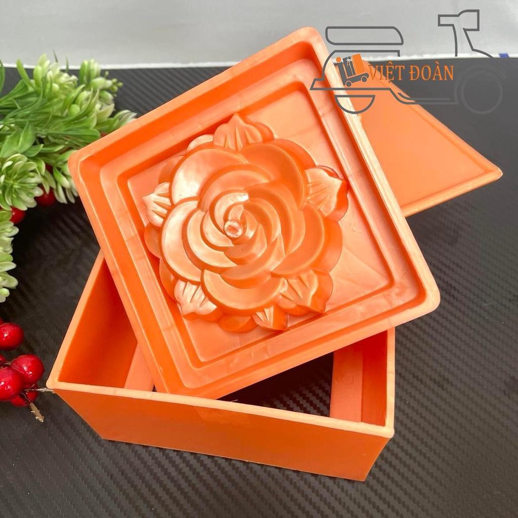 Khuôn Nhấn Xôi Hình VUÔNG hoạ tiết Hoa Hồng, Sen 3D SIÊU SẮC NÉT . Bí quyết làm bánh SIÊU ĐẸP, NHANH