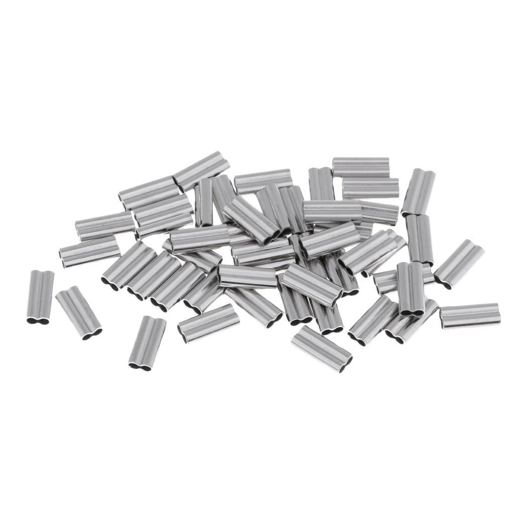 50pcs Copper Fishing Double Barrel Crimp Sleeves Carp Fishing Accessories High Strength Corrosion Resistant