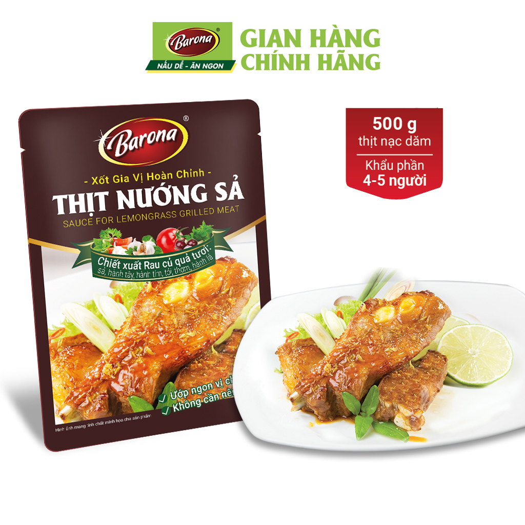 Combo 3 gói Xốt gia vị hoàn chỉnh Barona - Thịt Nướng Sả 80gr