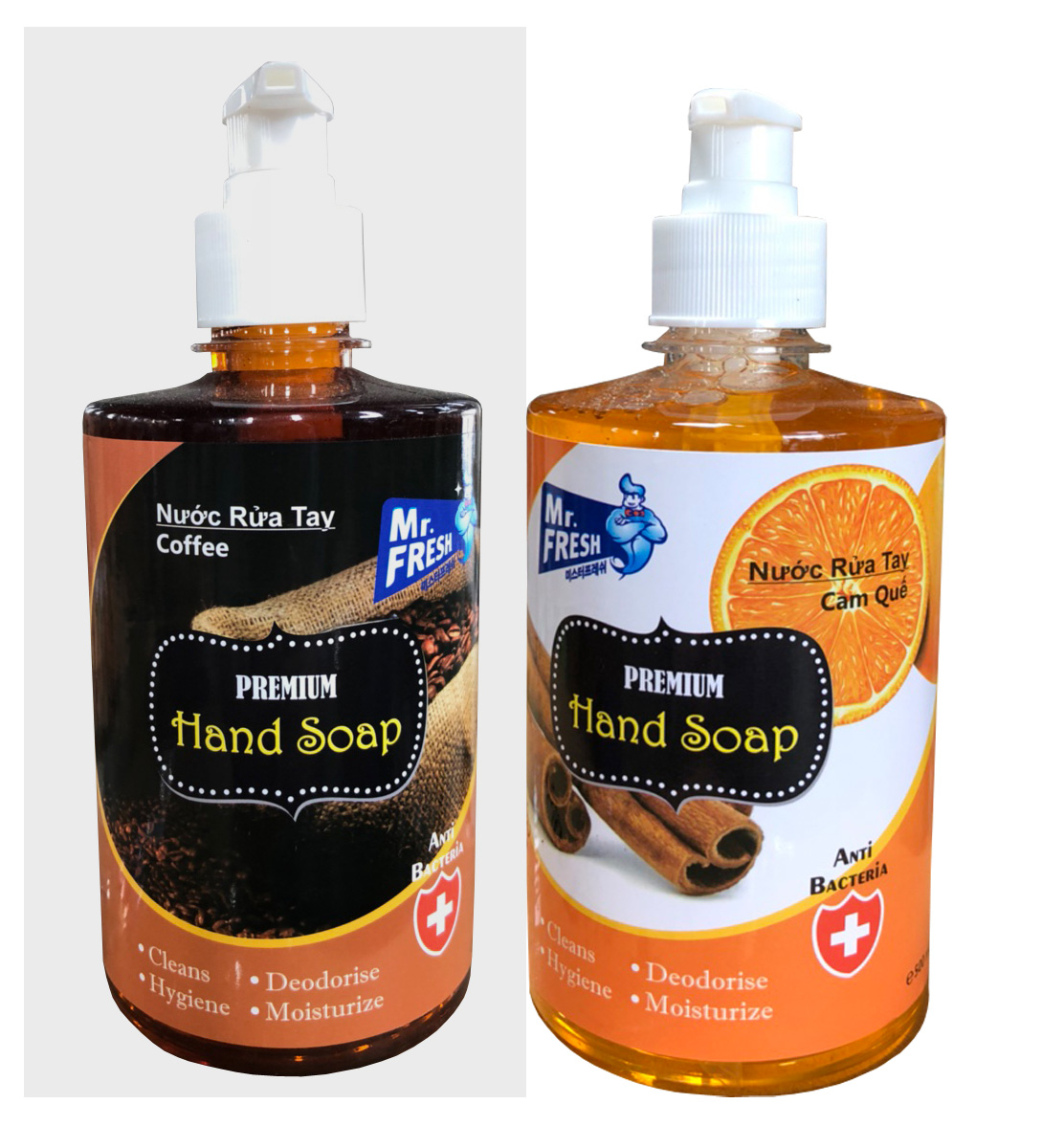 Combo 2 chai nước rửa tay Hand Soap 500ml Hương Cam Quế Và ,Xả Chanh