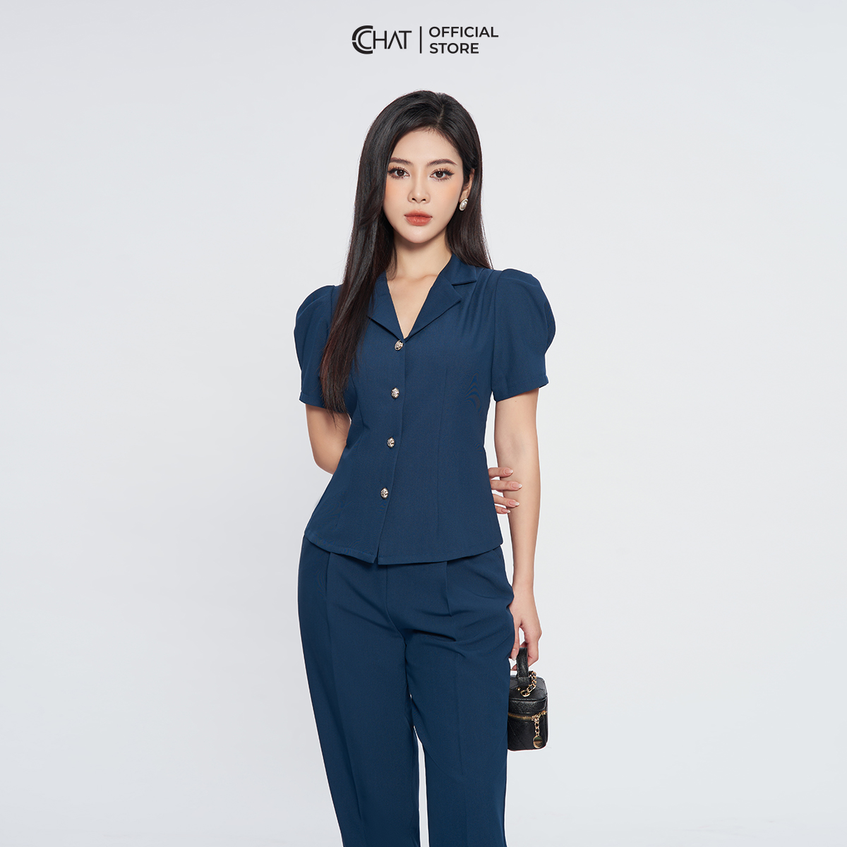Set Đồ Nữ  Bộ Quần Baggy Áo Cổ Kiểu Chất Tuytsi Cao Cấp 13BNS2003BT