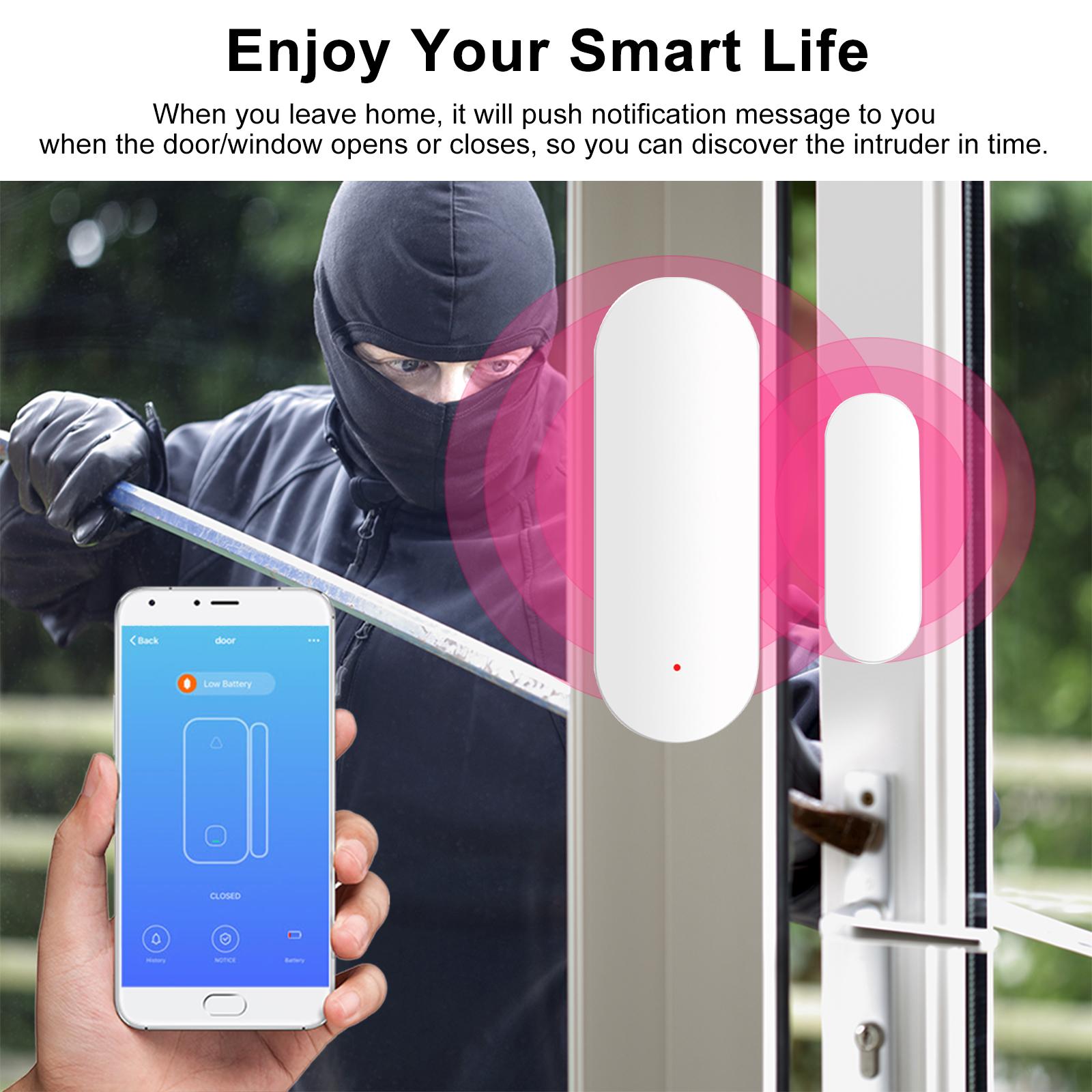 Zigbee Smart Door Sensor Tuya APP Control Door Open / Closed Detector Magnetic Switch Window Sensor Smart Home Security Alarm