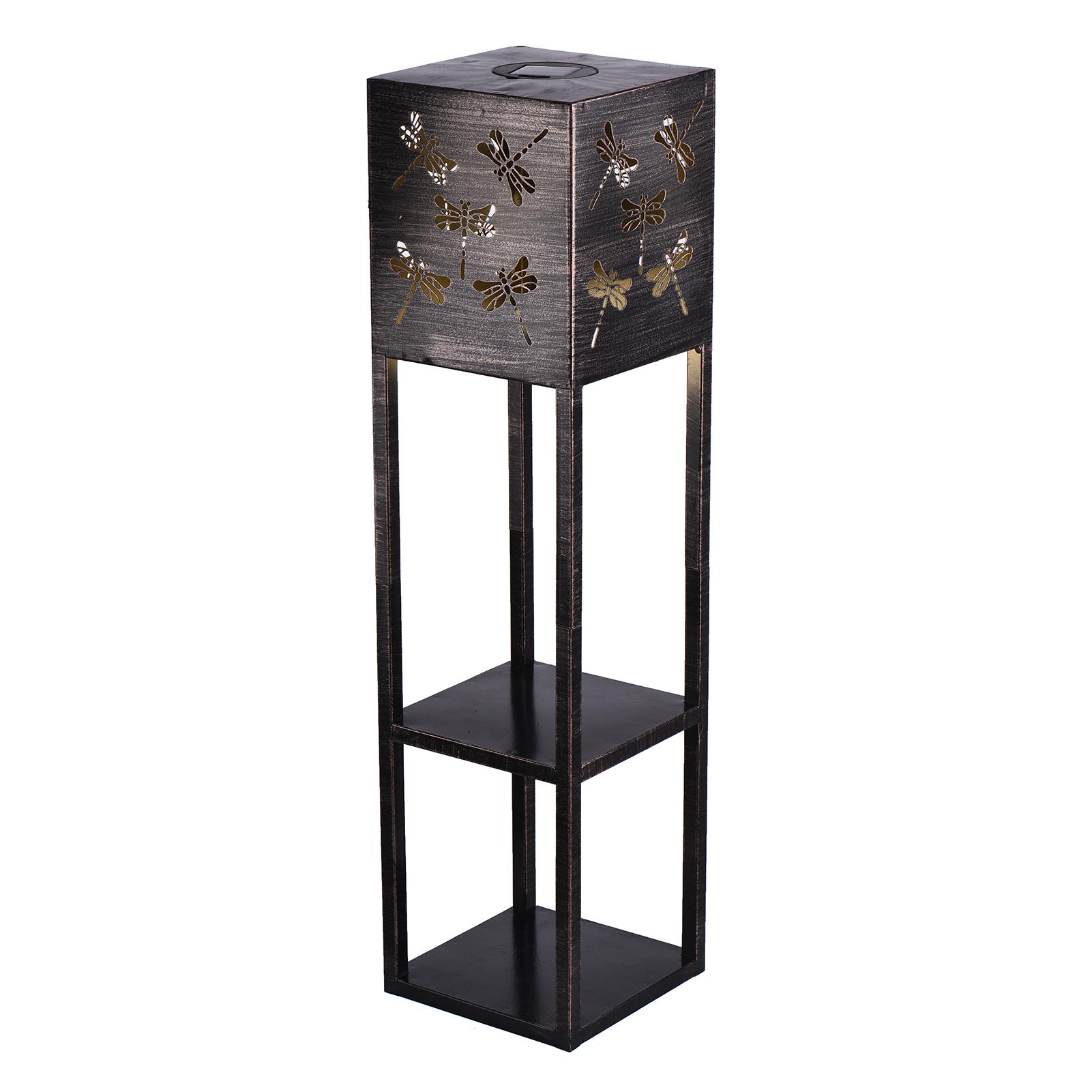 Đèn sàn năng lượng mặt trời ngoài trời với kệ kép, chất liệu kim loại, 2 tầng