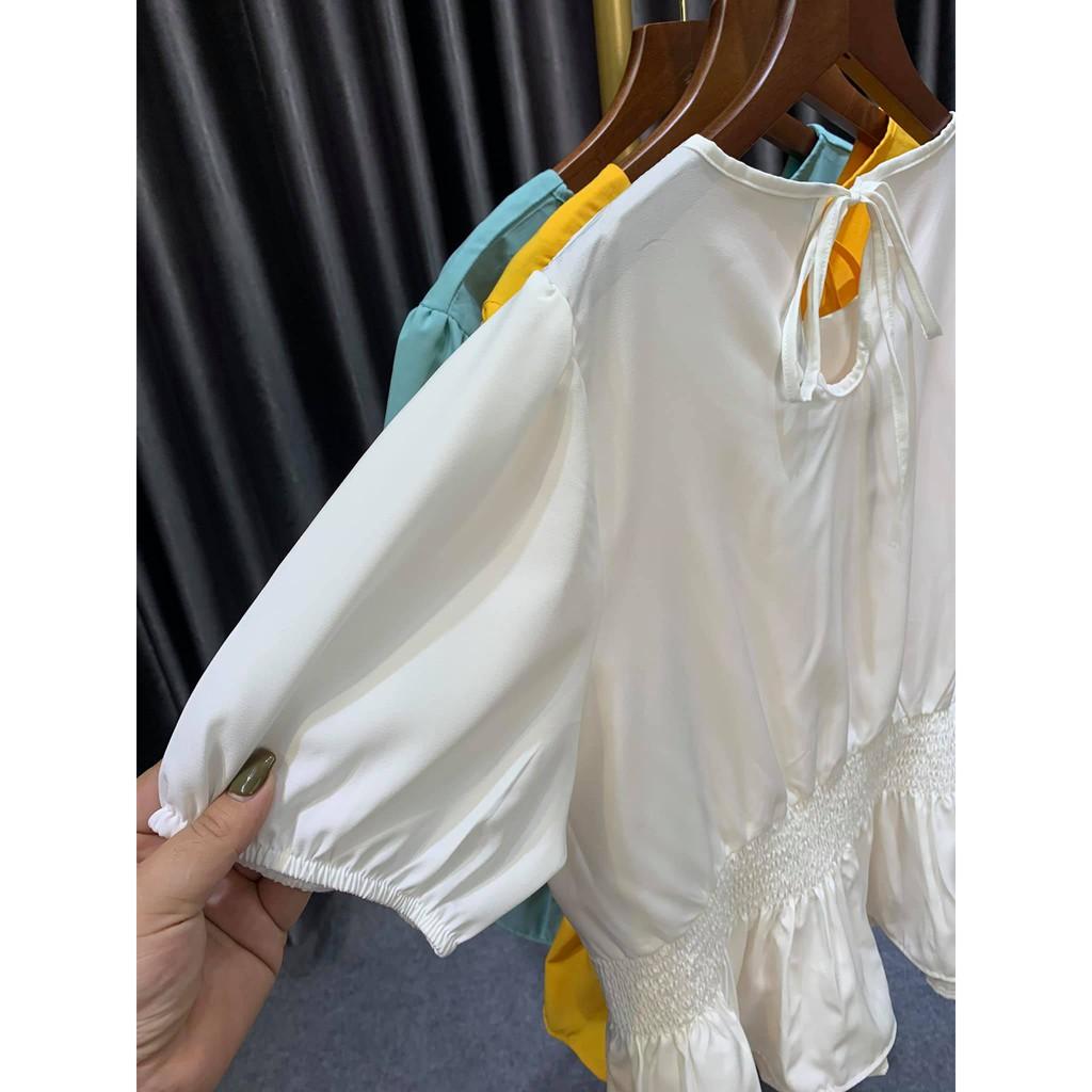 Áo peplum xòe eo tay bồng nữ tính  big size chất đẹp (60-90kg