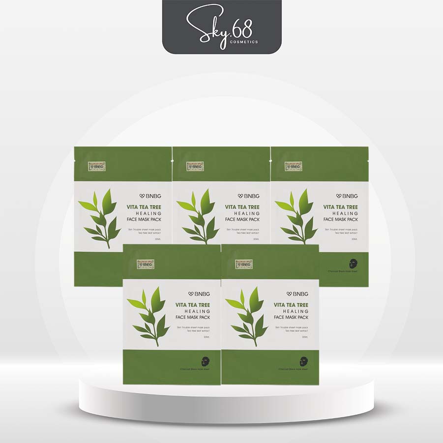Combo 5 Mặt nạ thải độc chiết xuất tràm trà BNBG Vita Tea Tree Healing Face Mask Pack 30ml x 5