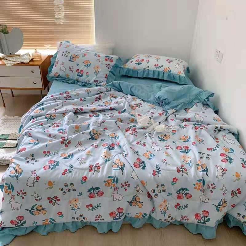 Bộ chăn hè chần bông đũi bèo nhiệt đới