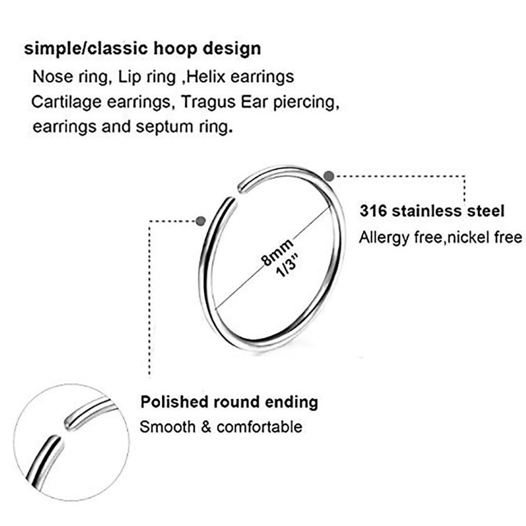 Nose Rings Hoop Stainless Steel Nose Piercing Jewelry for Women