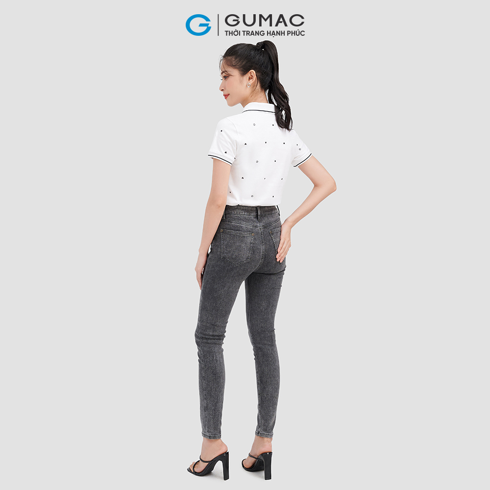 Quần jeans nữ GUMAc QJC09026 phom ôm wash màu đen