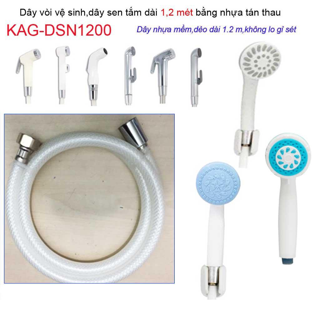 Dây sen cao cấp, dây vòi tắm hoa sen 1.2m, dây vòi xịt vệ sinh bằng nhựa KAG-DSN1200