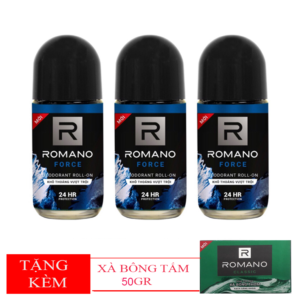 Combo 3 lăn khử mùi Romano Froce (50ml*3)+ Tặng 1 xà bông tắm 50gr