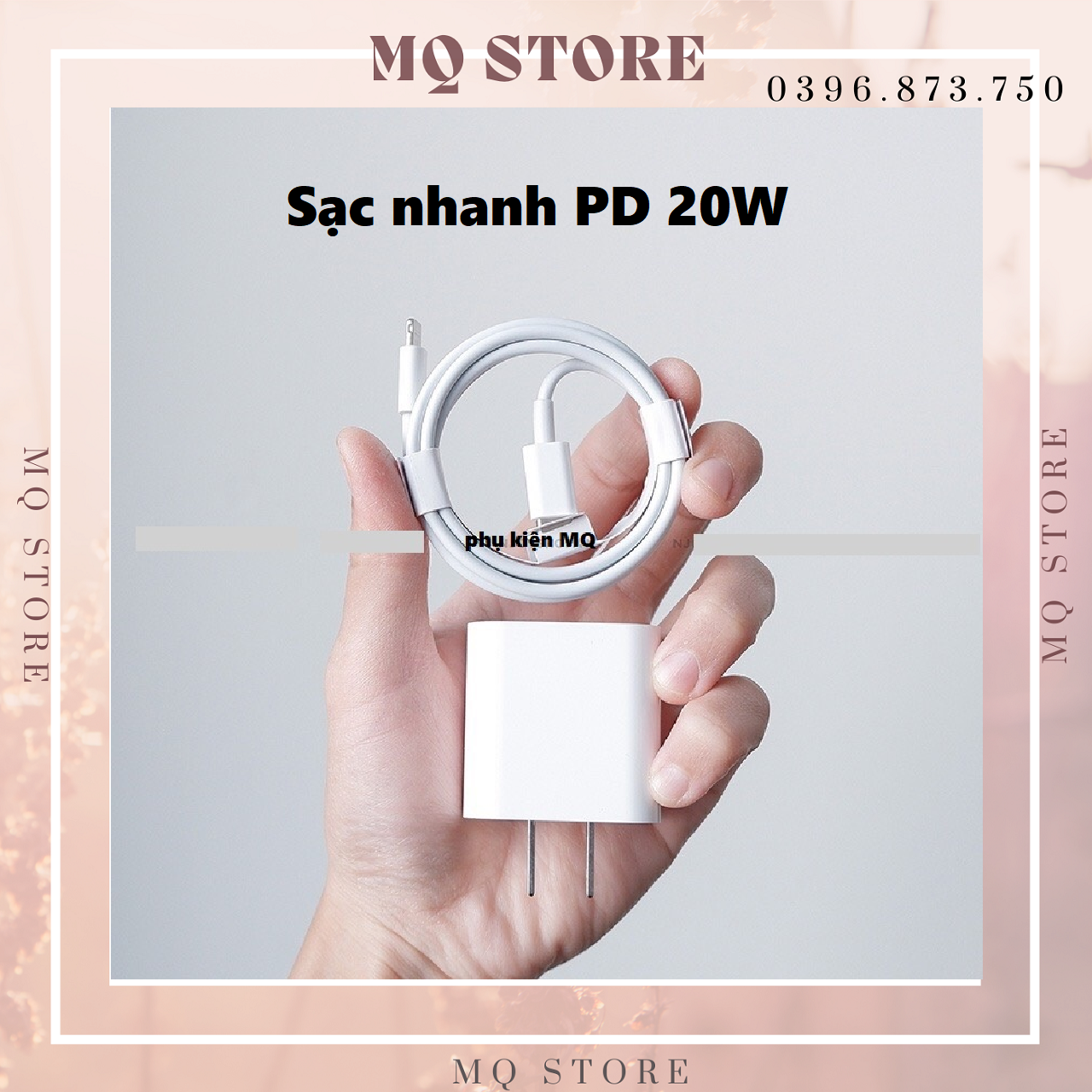 Củ Sạc Nhanh Kèm Cáp 20W Type C L to Dành Cho iPhone ( hàng chính hãng)