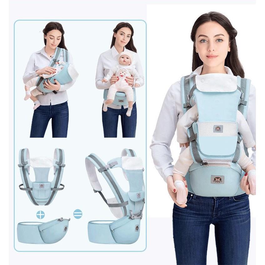 Địu trẻ em thoáng khí 12 tư thế có bệ ngồi chống gù lưng cho bé yêu loại xịn, đai điệu trẻ em có thể tháo tách rời