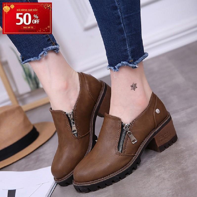 Boot thời trang nữ gót vuông S1060 (Nâu)