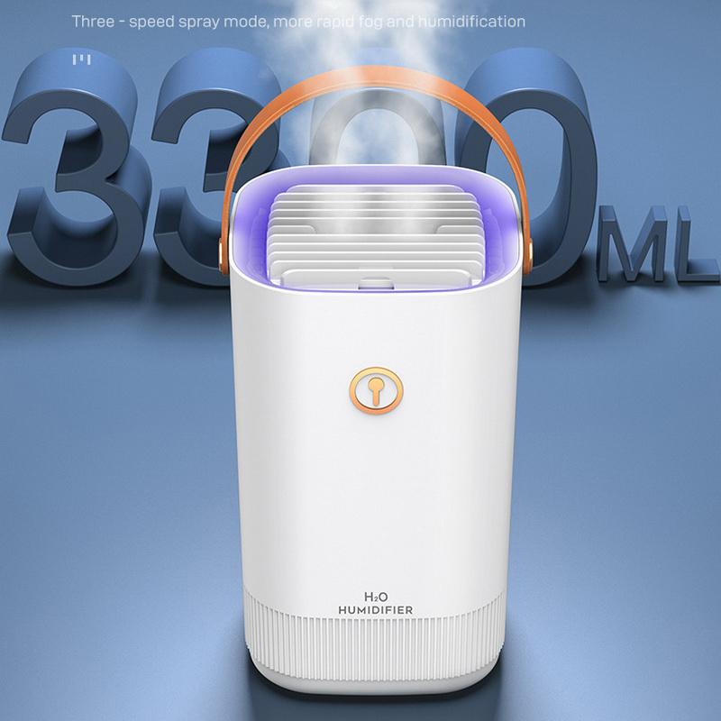 USB Máy Tạo Độ Ẩm Không Khí Đôi Vòi Phun 3300ML Khuếch Tán USB Hương Thơm Máy Khuếch Tán Tinh Dầu Lộc Coloful LED Siêu Âm Làm Thơm Phòng Humidificador