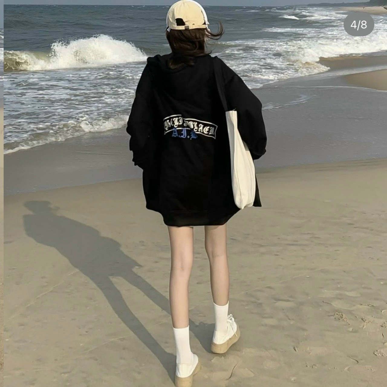 Áo khoác nỉ unisex Homies liền mũ có túi in chữ độc lạ có màu đen