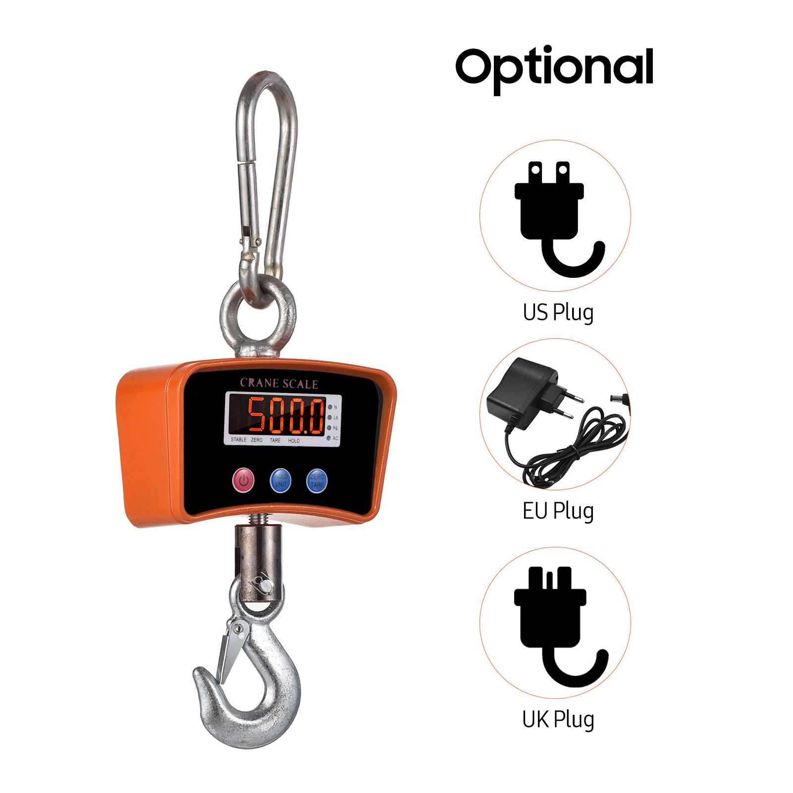 500kg/ 1102lbs Digital LED Hanging Scale Portable Heavy Duty Crane Scale 1500mAh Rechargeable Industrial Hook Scales Unit Change/ Data Hold/ Tare/ Zero for Construction Site Travel Market Fishing Outdoor Work