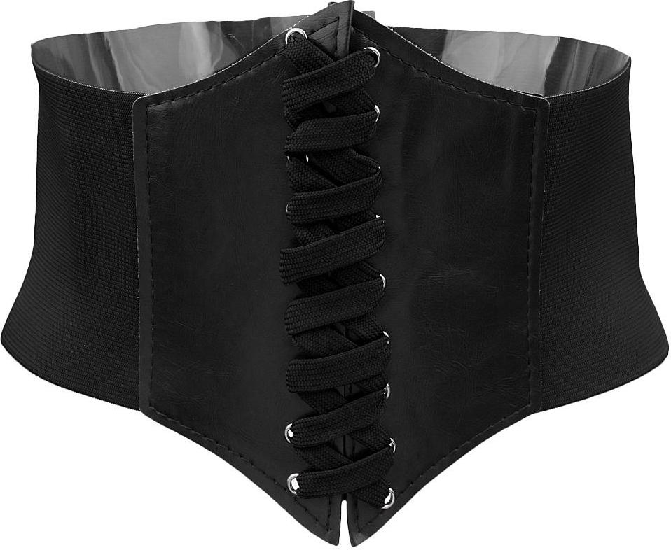 Women Wide Waist Bend Corset Cincher Lace up Waspie Girdle Belt Faux Leather