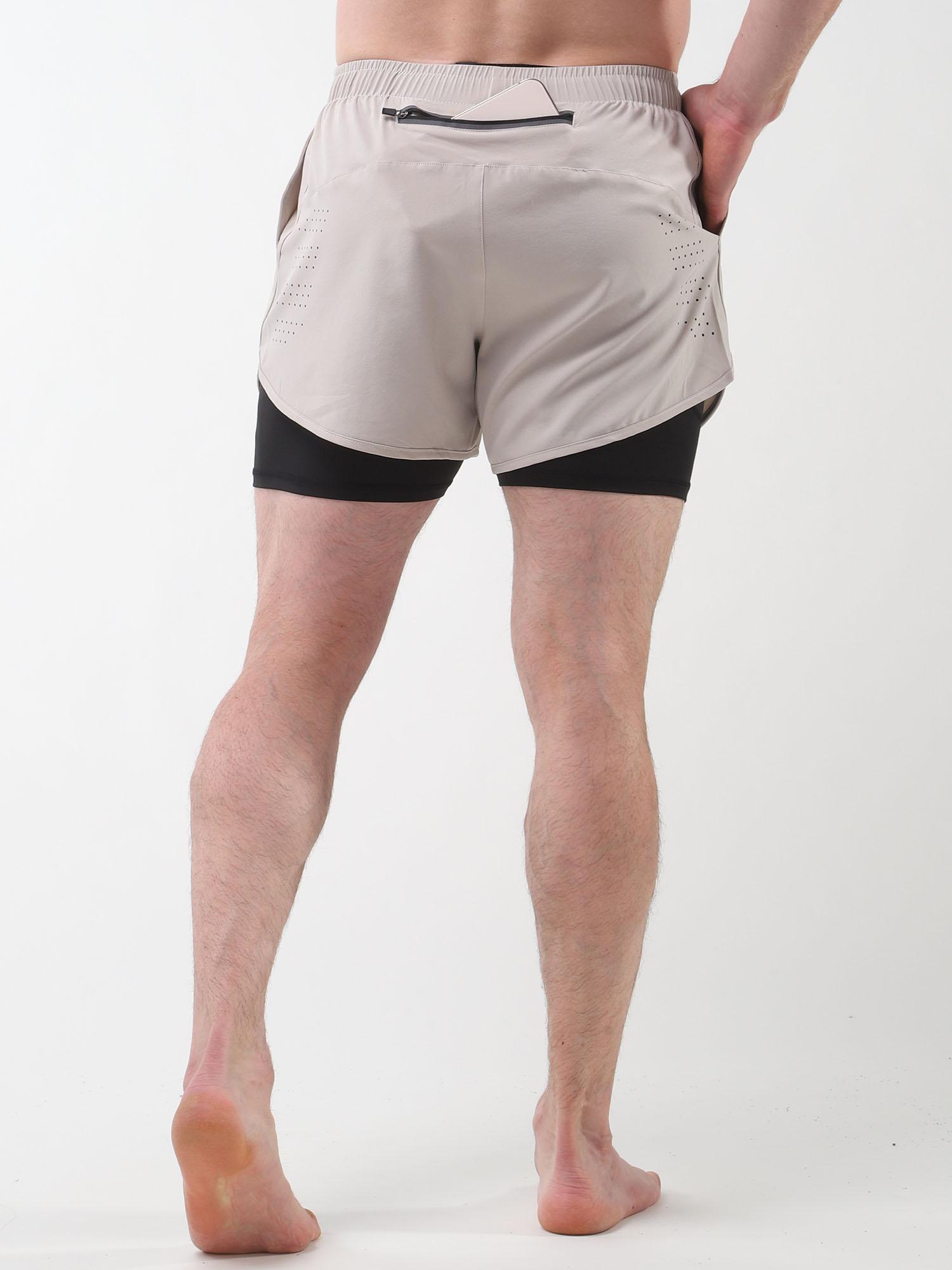 Quần short thể thao nam có lót 2 trong 1 kèm túi Quần short thể dục chạy xe đạp nhanh khô