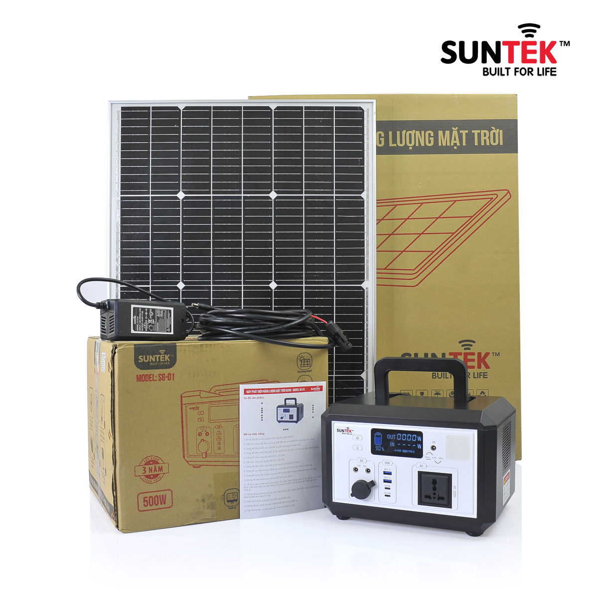 Máy Phát Điện SUNTEK SG-01 500W Sạc Bằng Năng Lượng Mặt Trời - Hàng Chính Hãng - Bảo hành 3 năm