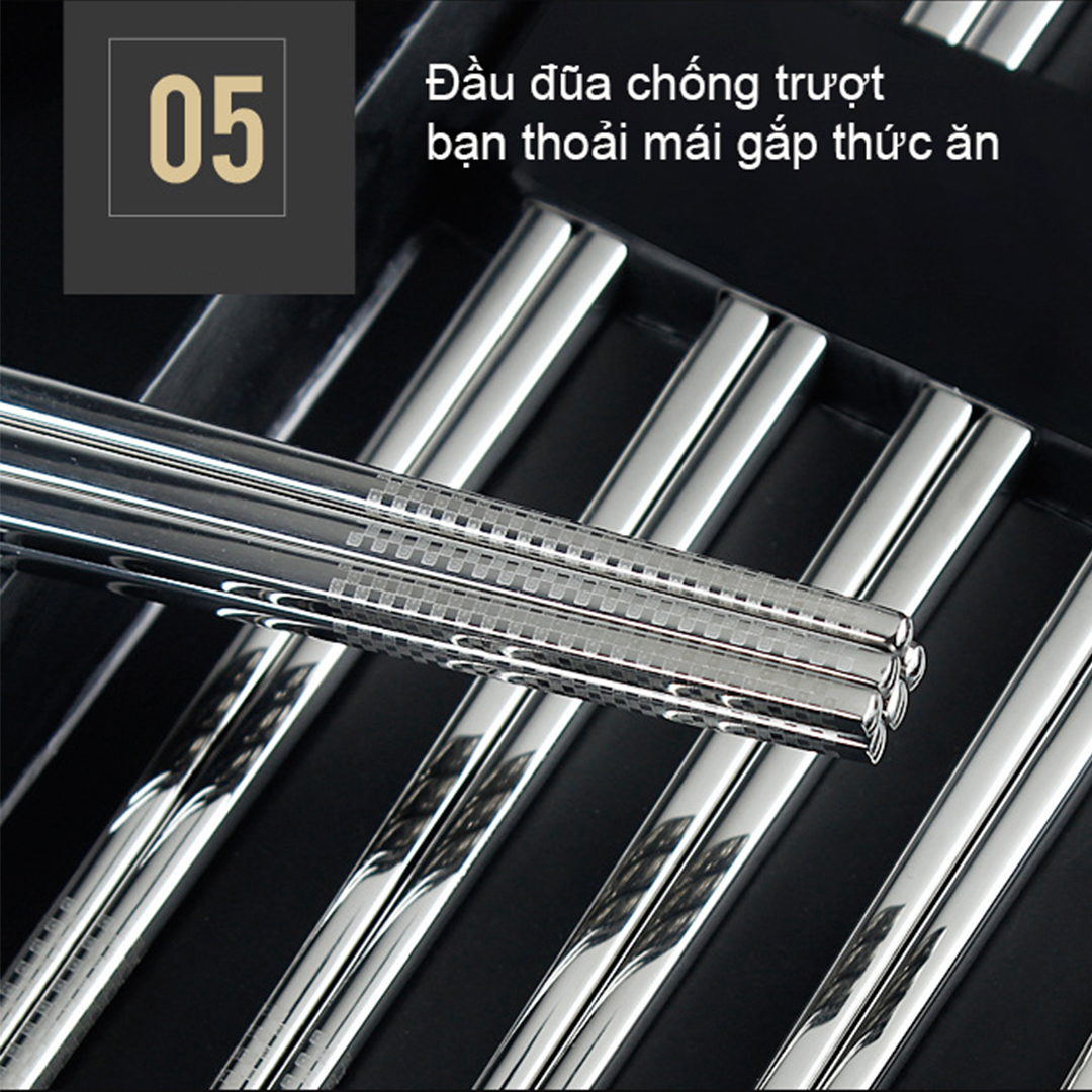 Đũa Inox 304 Ngăn Ngừa Ung Thư Do Đũa Tre Gây Ra, Thiết Kế Sang Trọng, Đẹp, Chống Trượt và Cách Nhiệt Tốt