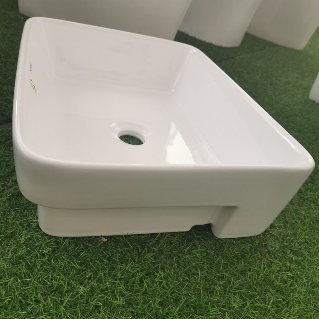 Chậu Lavabo Rửa Mặt Đặt Bàn Dương Vành C399, Men Nano Kháng Khuẩn ( Tặng Kèm Xiphong Thoát Nước Ngăn Mùi)