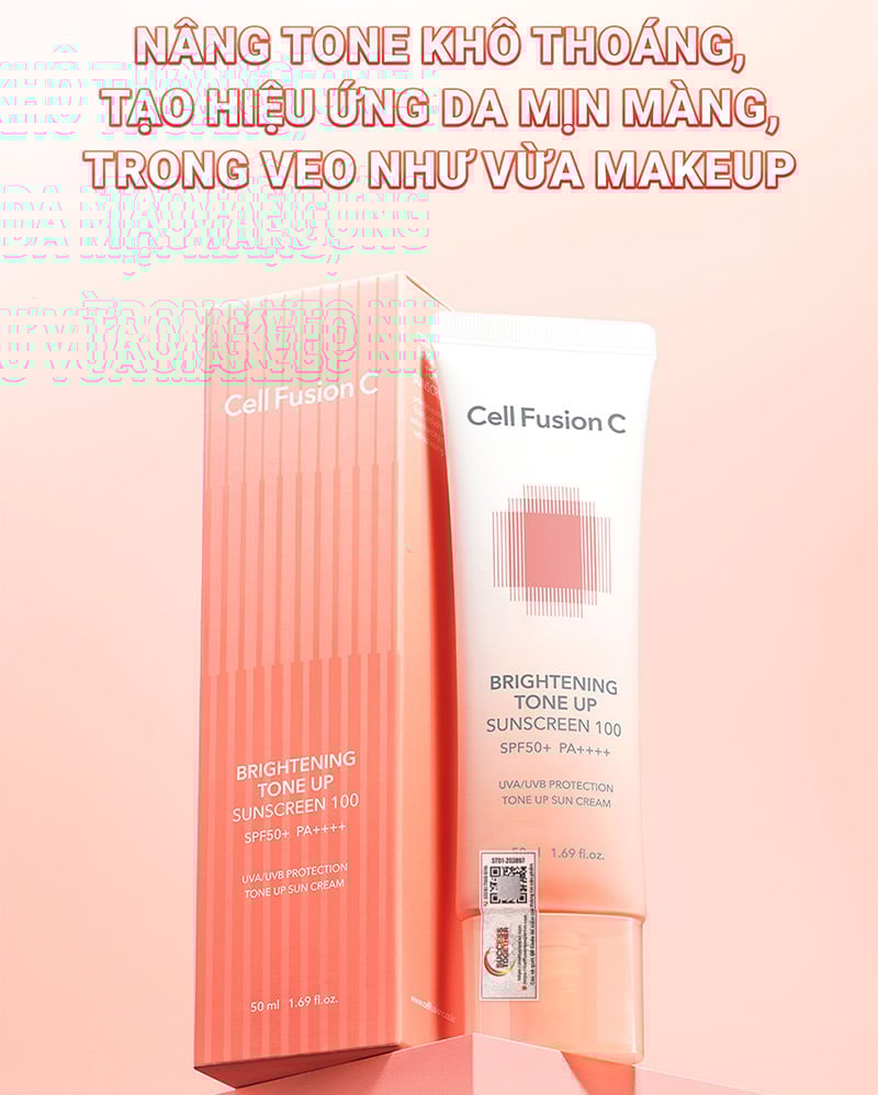 Combo 2 Kem Chống Nắng Dưỡng Trắng Nâng Tone Da Cell Fusion C Brightening Tone Up Sunscreen 100 SPF50+/ PA ++++ 35ml