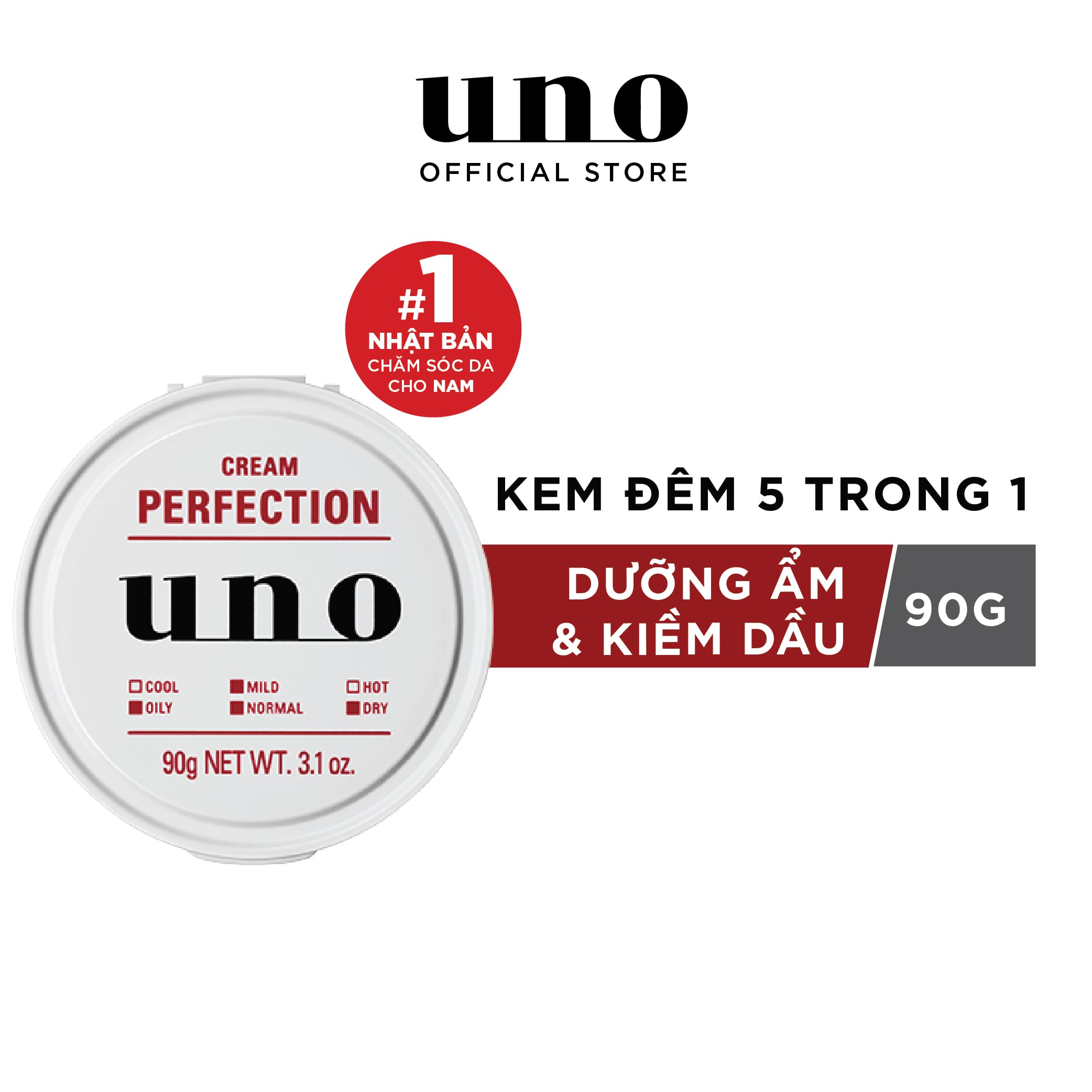 Kem Dưỡng Ẩm Kiểm Soát Nhờn 5 trong 1 UNO Cream Perfection 90g