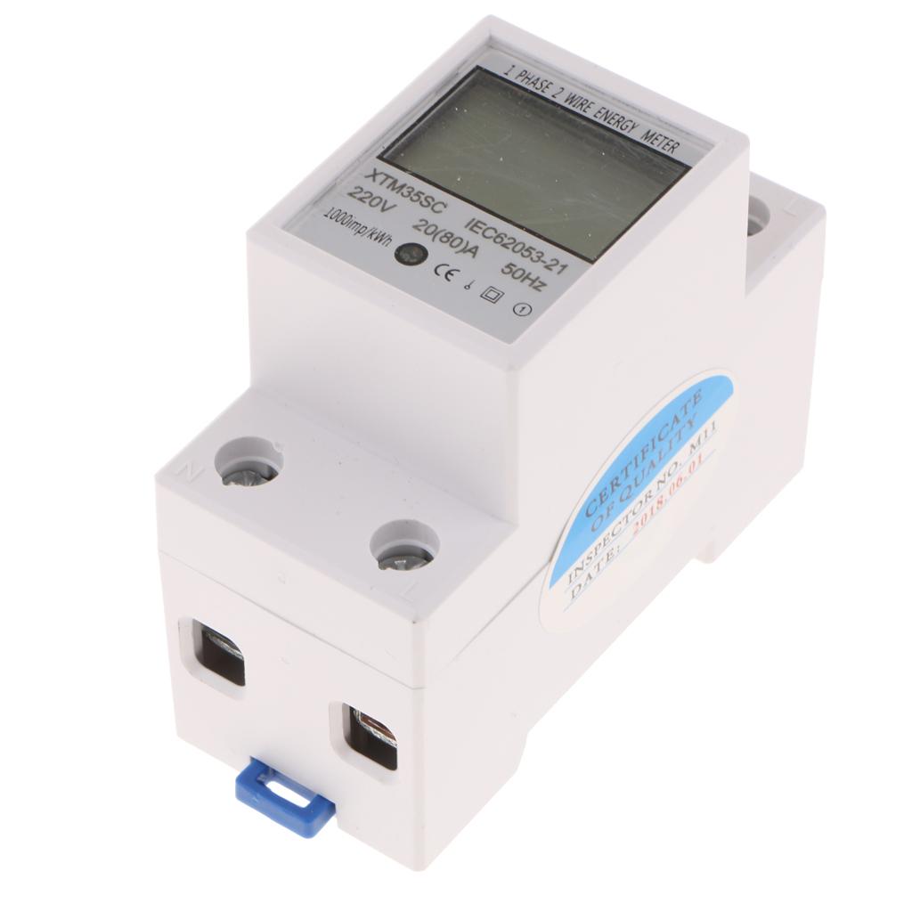 220 V 20  Một Giai Đoạn DIN Đường Sắt KWh Watt Giờ Din-Đường Sắt Đồng Hồ Năng Lượng Màn Hình LCD