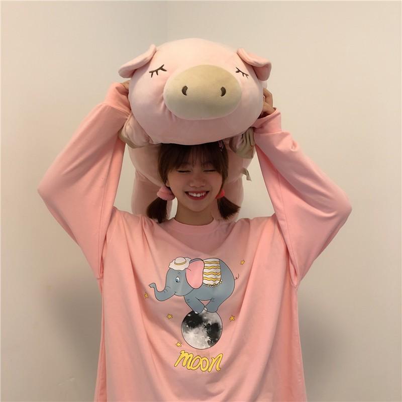 Áo thun tay dài CÓ BO TAY form rộng CON VOI chữ MOON ulzzang thu đông UNISEX