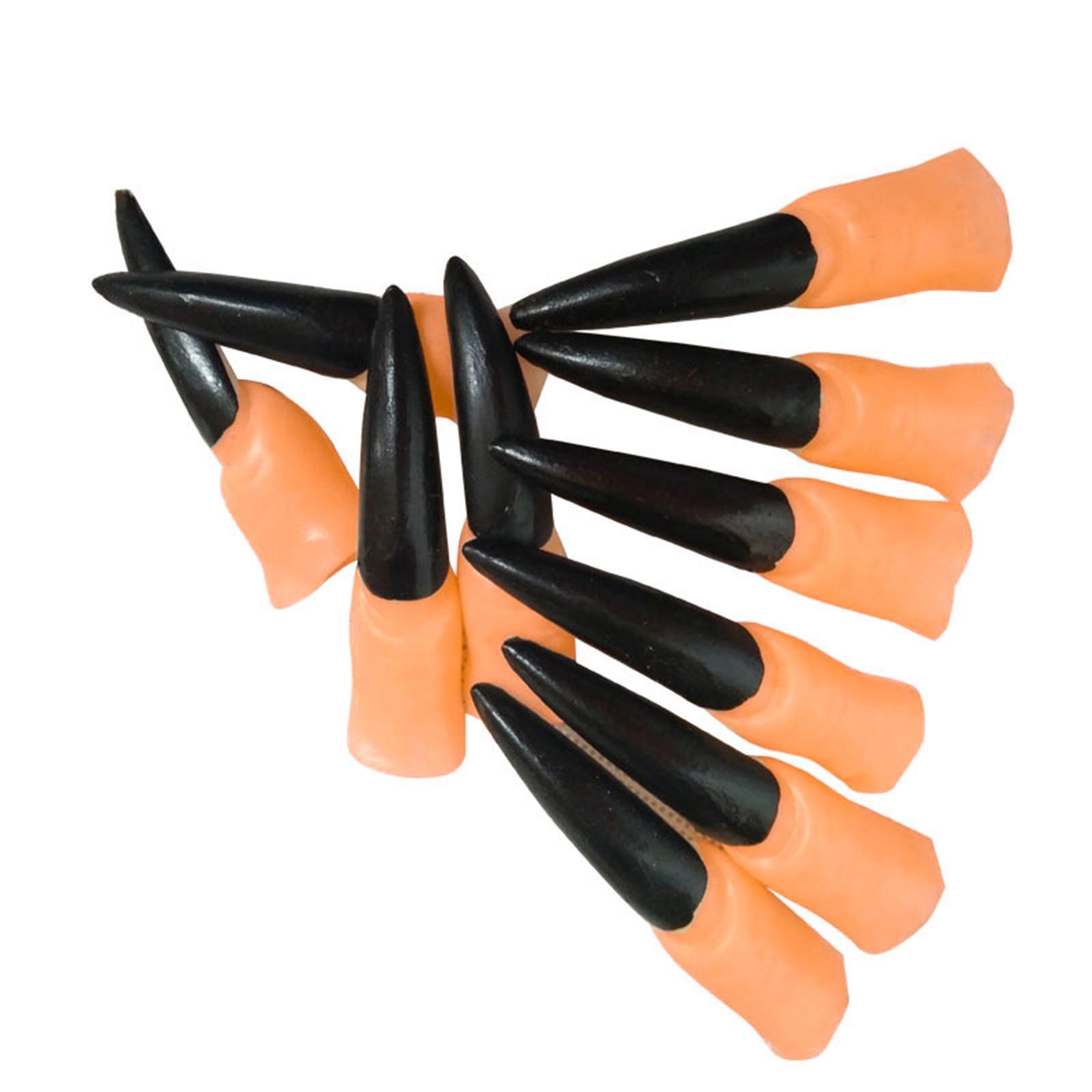 10PCS Fake , Scary Witch Fingers Zombie Finger Claws Zombie Nail Cover Halloween Costume Cosplay Accessories