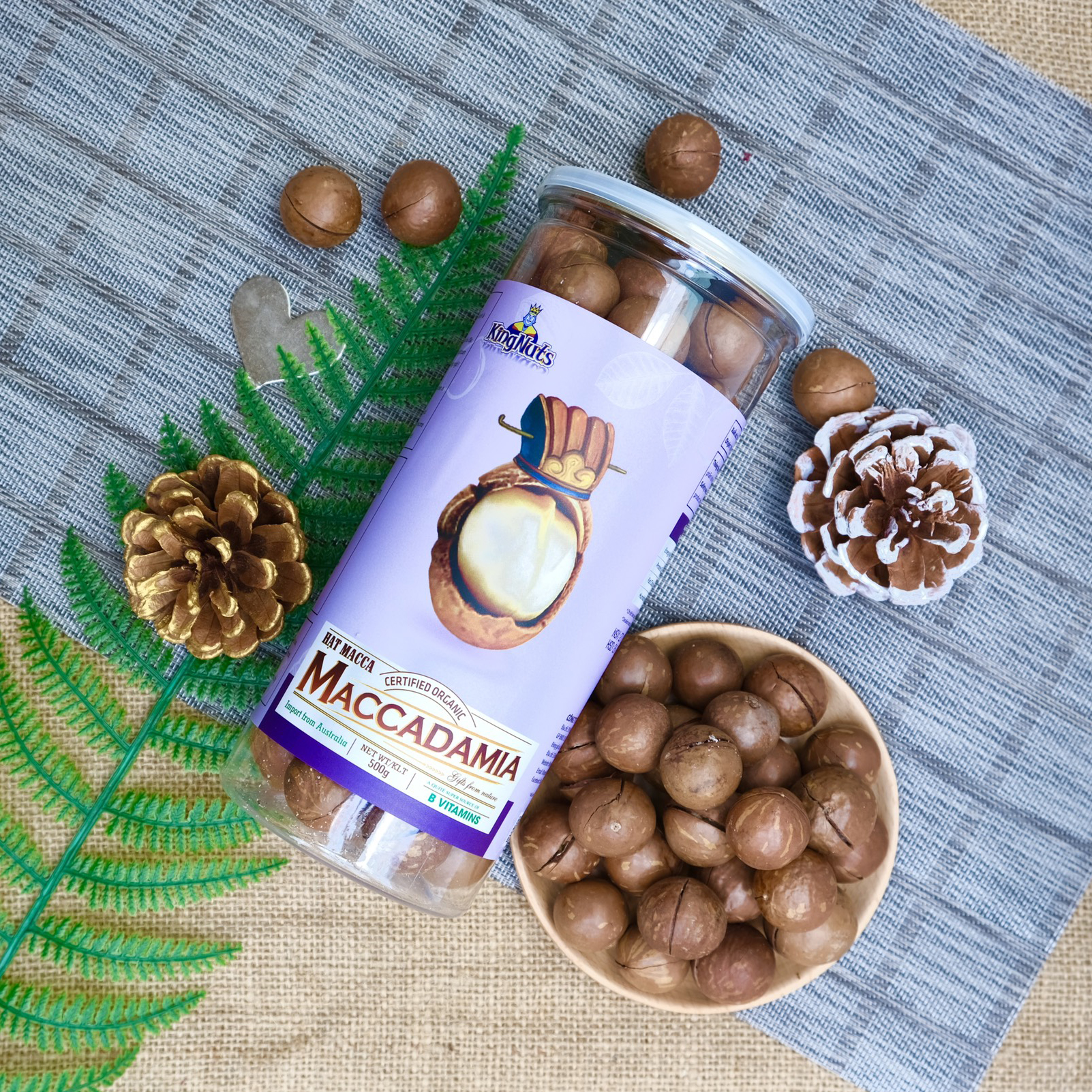 Hạt macca nứt vỏ KingNuts 300g, 500g - Mắc-ca nhập Úc, không lên dầu, mỏng vỏ, thơm vị tự nhiên - Tặng kèm đồ khui