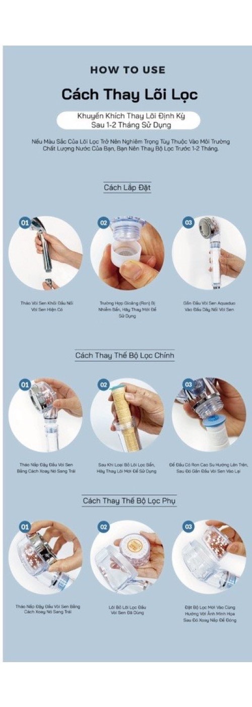 Đầu Vòi Sen Tắm Lọc Nước, Tăng Áp, Khử Clo