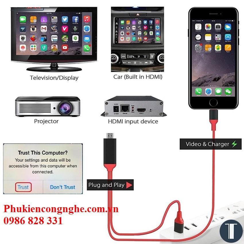 Cáp Lighting HDMI cho iPhone 5,5S 6,6S,6Plus/7/8, iPad Mini 2 iPad Air