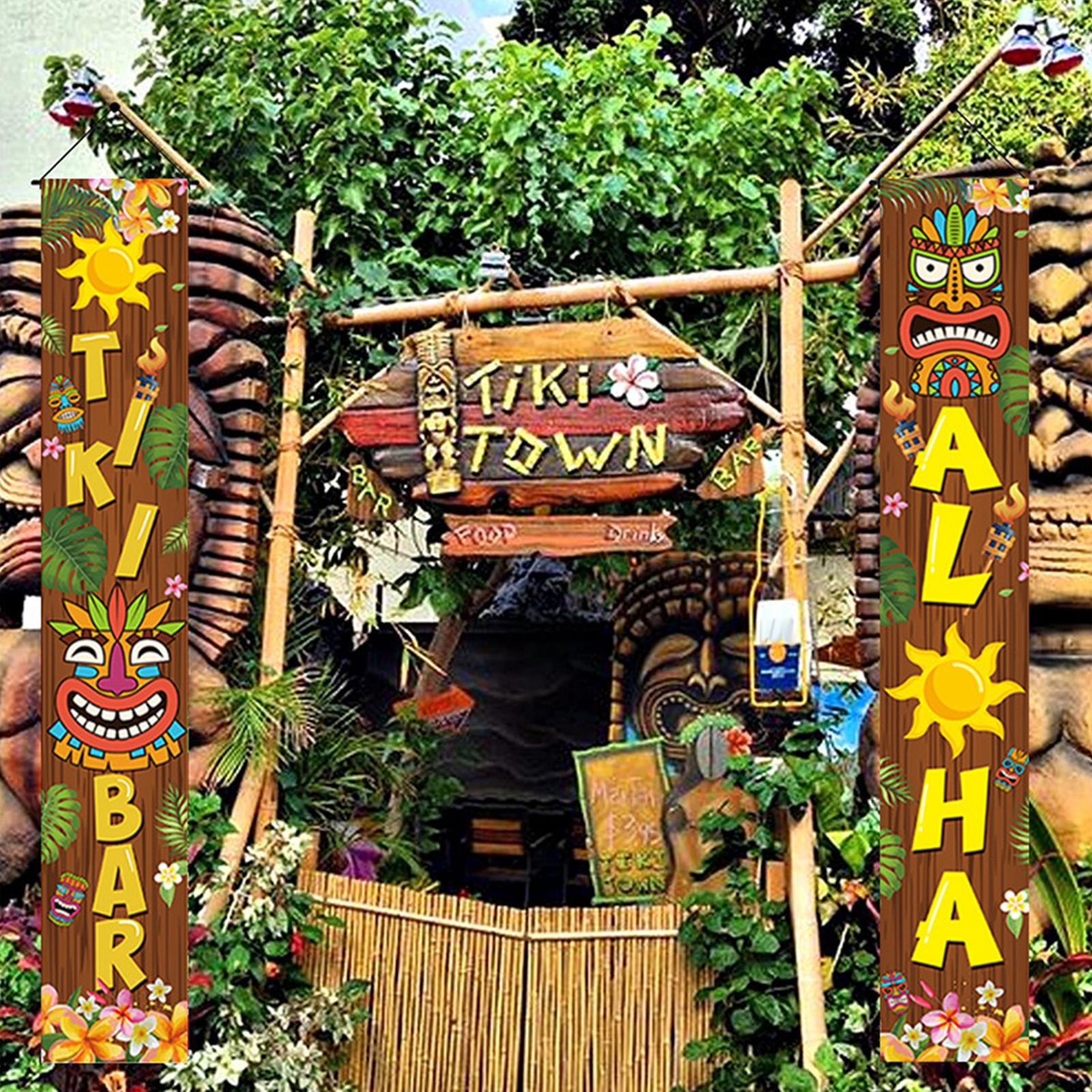 Door Banner Porch Sign Decorative Hanging Banners Welcome Sign Party Jungle Background Backdrop for Hawaiian Carnival Door Party Decoration