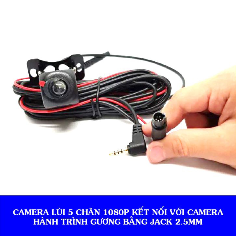 Camera Lùi 5 Chân Hồng Ngoại Kết Nối Camera Hành Trình Gương Bằng Jack 2.5mm