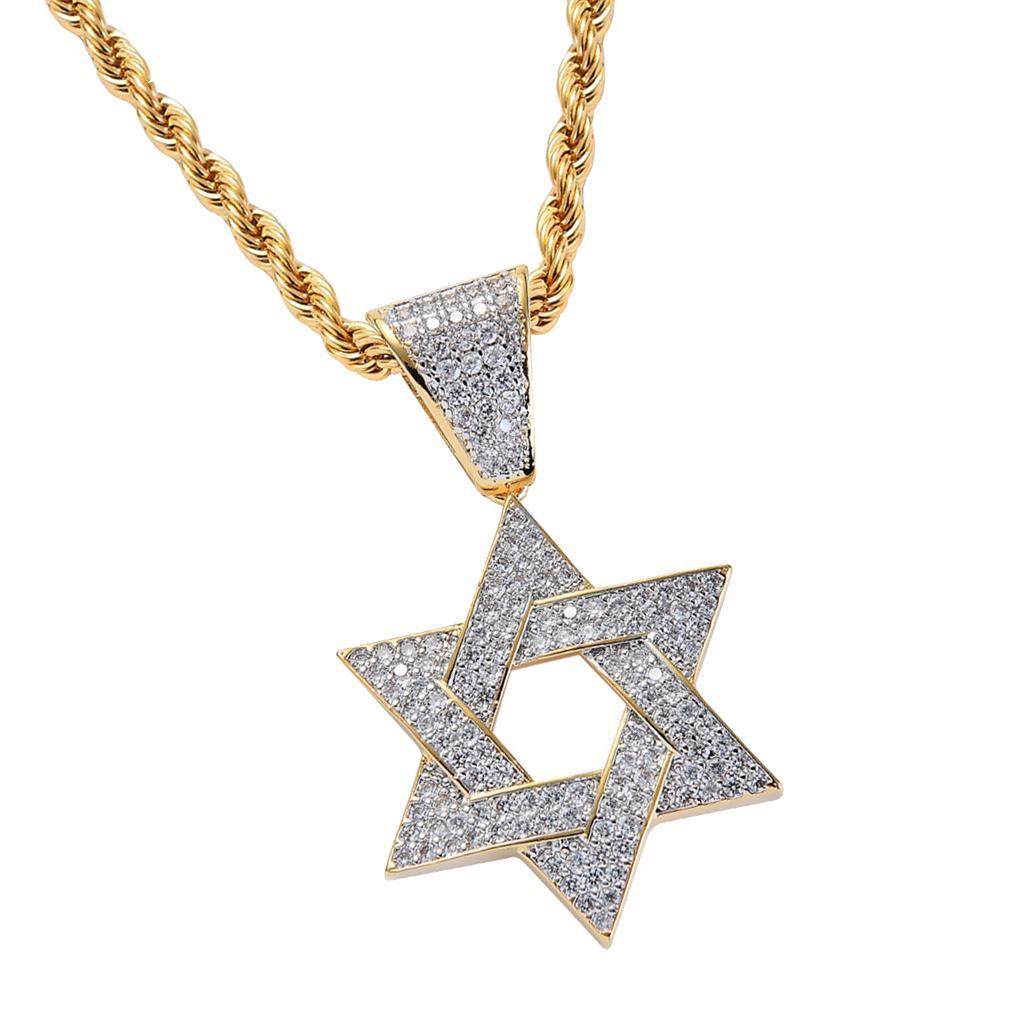 Star of  Necklace with Chain Men Women Amulet    Jewish