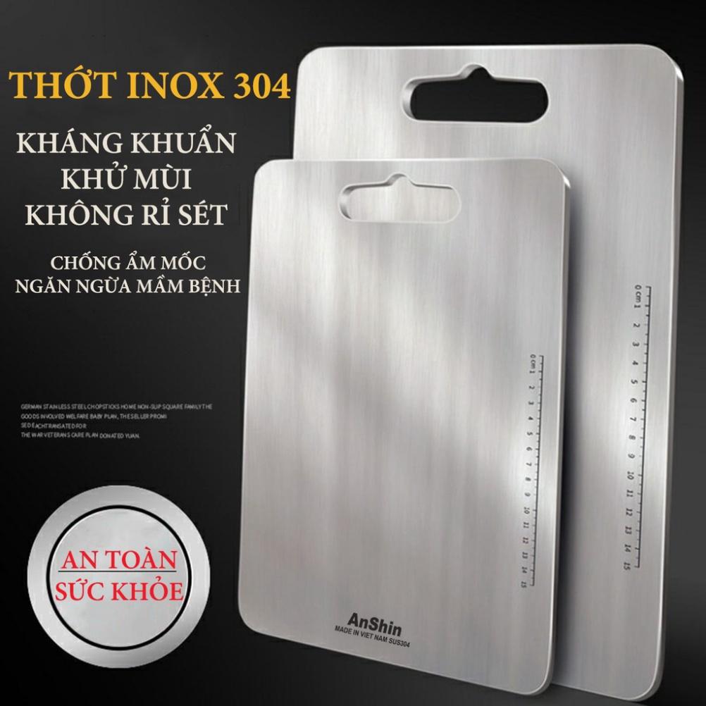 Thớt inox 304 cao cấp kháng khuẩn - chống ẩm mốc độc hại, vệ sinh dễ dàng, tiện lời, cường lực không mùn gỗ, an toàn