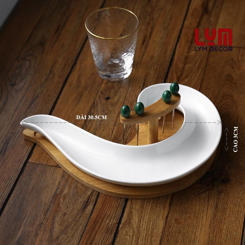 Khay trái cây hình xoắn ốc - Chất sứ cao cấp k chì - Hàng xuất Âu