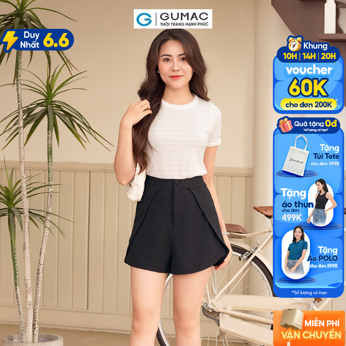Áo thun dệt họa tiết GUMAC ATD05037