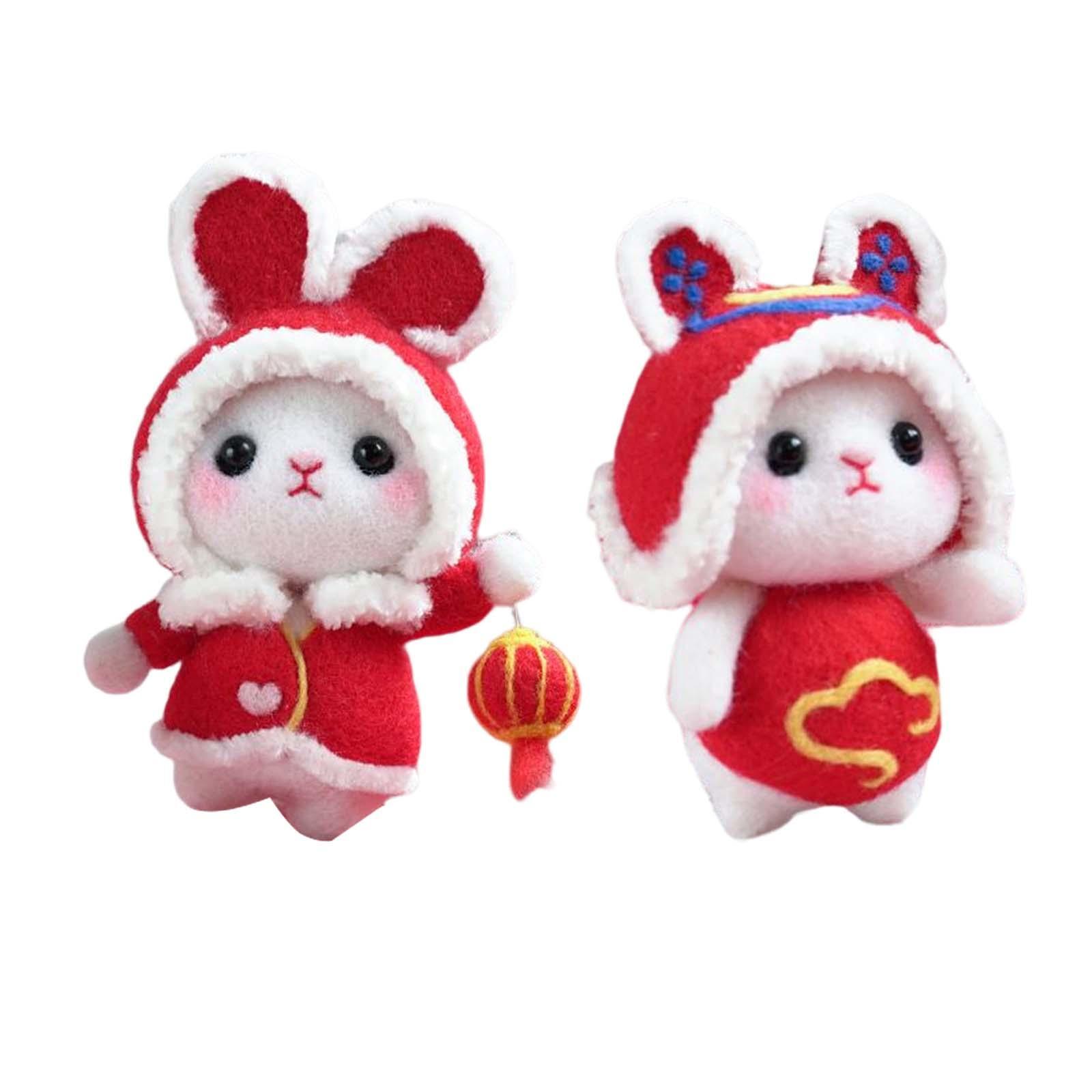 Mini Rabbit Wool Felt Kits Christmas 2023 Rabbit Year DIY Material Package Festival Toy for Handicraft Lover Beginners Beginner Kit