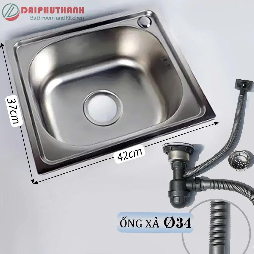Chậu Rửa Chén Bát Inox Dập Nhiều Kích Thước - Nhiều mẫu 1 hộc, 1 hộc có bàn, 2 hộc, tặng kèm xi phông thoát nước