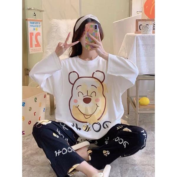 Đồ Bộ Thun Tay Dài Quảng Châu - Pijama Quần Dài - Đồ Mặc Ở Nhà Họa Tiết Hoạt Hình Dễ Thương Đồ bộ nữ, đồ bộ đồ mặc nhà, quần áo nữ bộ lửng cotton hình dễ thương DN145