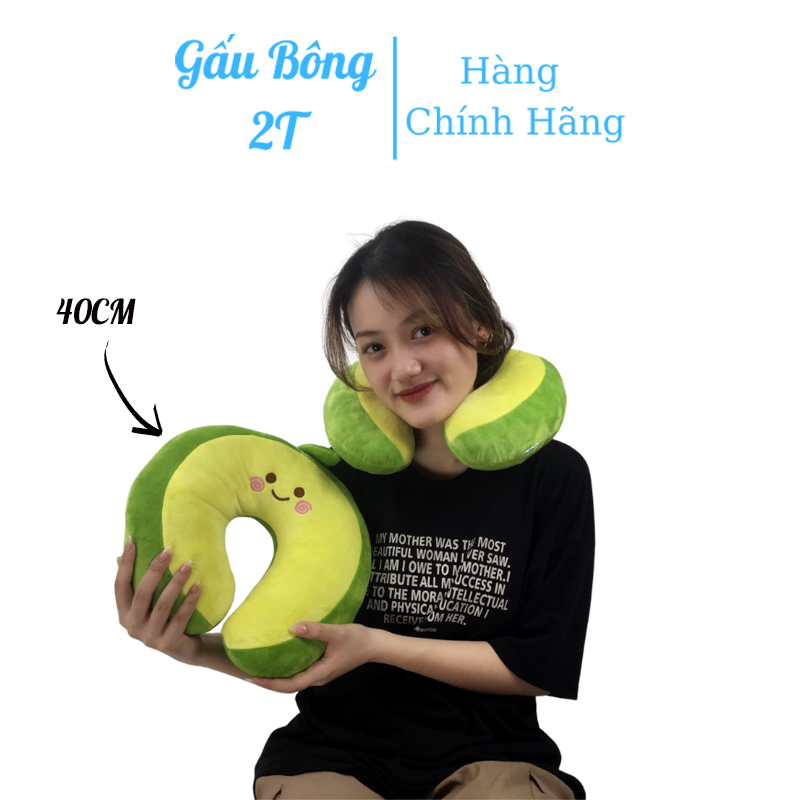 Gấu Bông Gối Ngủ Gối Tựa Chữ U Trái Bơ 2T Ngộ Nghĩnh