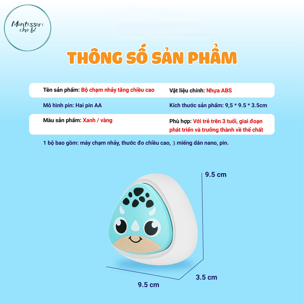 Đồ chơi vận động - Bộ chạm nhảy hỗ trợ tăng chiều cao, âm thanh vui nhộn, màu sắc dễ thương cho bé ( Tặng kèm Pin 3A )