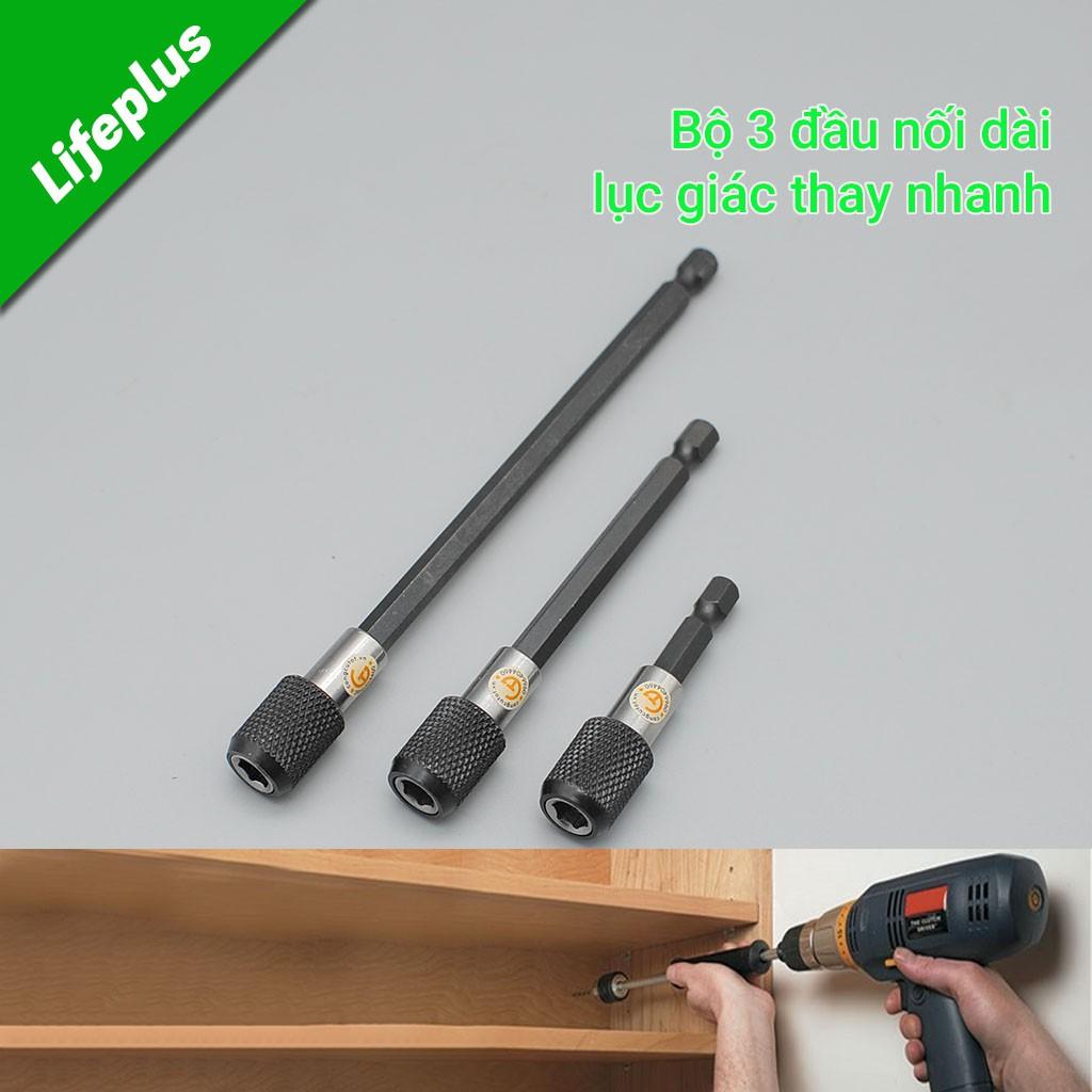 Bộ 3 đầu kéo dài lục giác thay nhanh cho máy khoan