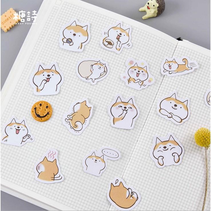 Hộp 45 Miếng Nhãn Dán Sticker Trang Trí Chó Shiba Inu