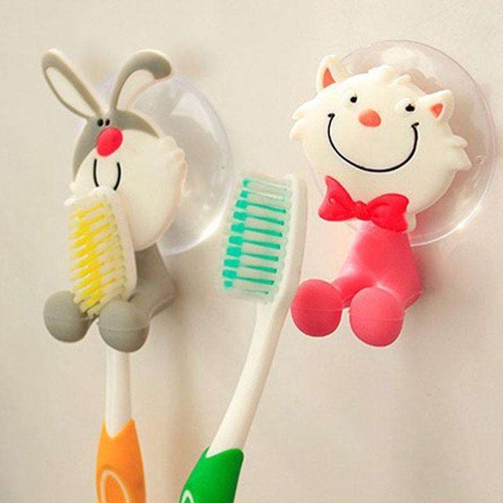 Kẹp bàn chải đánh răng hình thú ngộ nghĩnh dính tường siêu chắc